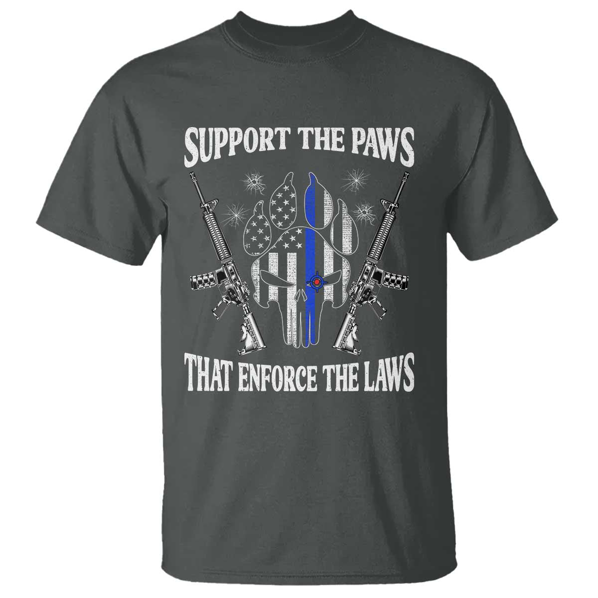 Police K9 T Shirt Support The Paws That Enforce The Laws American Flag - Wonder Print Shop