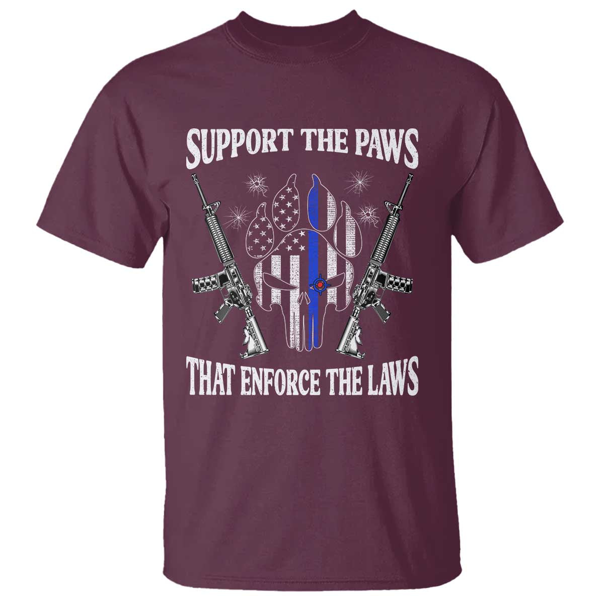 Police K9 T Shirt Support The Paws That Enforce The Laws American Flag - Wonder Print Shop