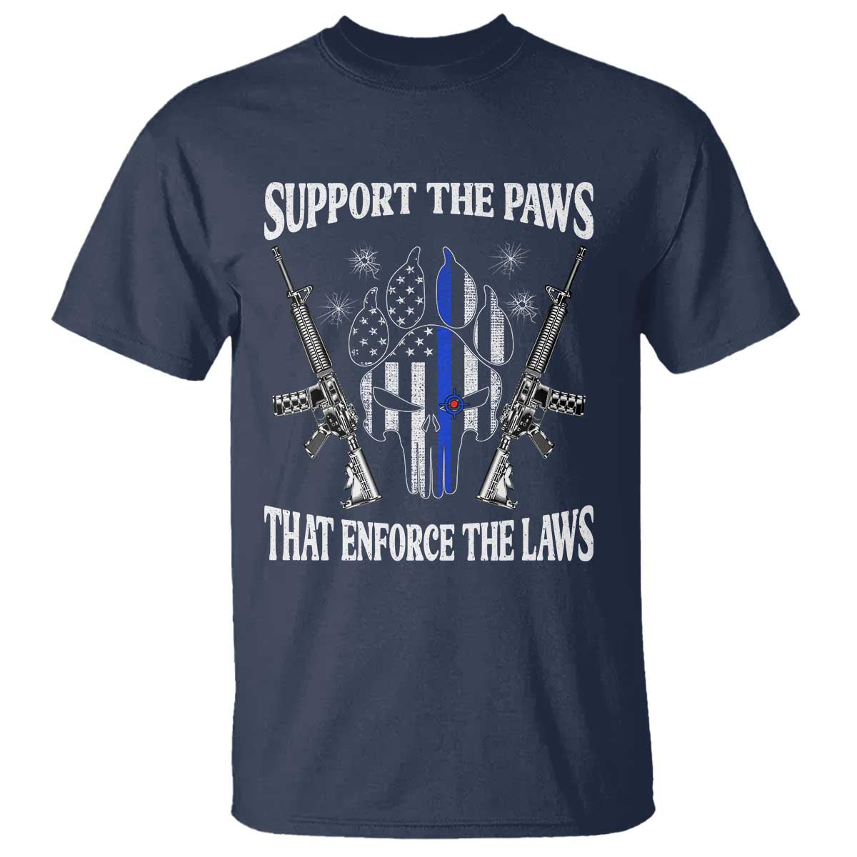 Police K9 T Shirt Support The Paws That Enforce The Laws American Flag - Wonder Print Shop