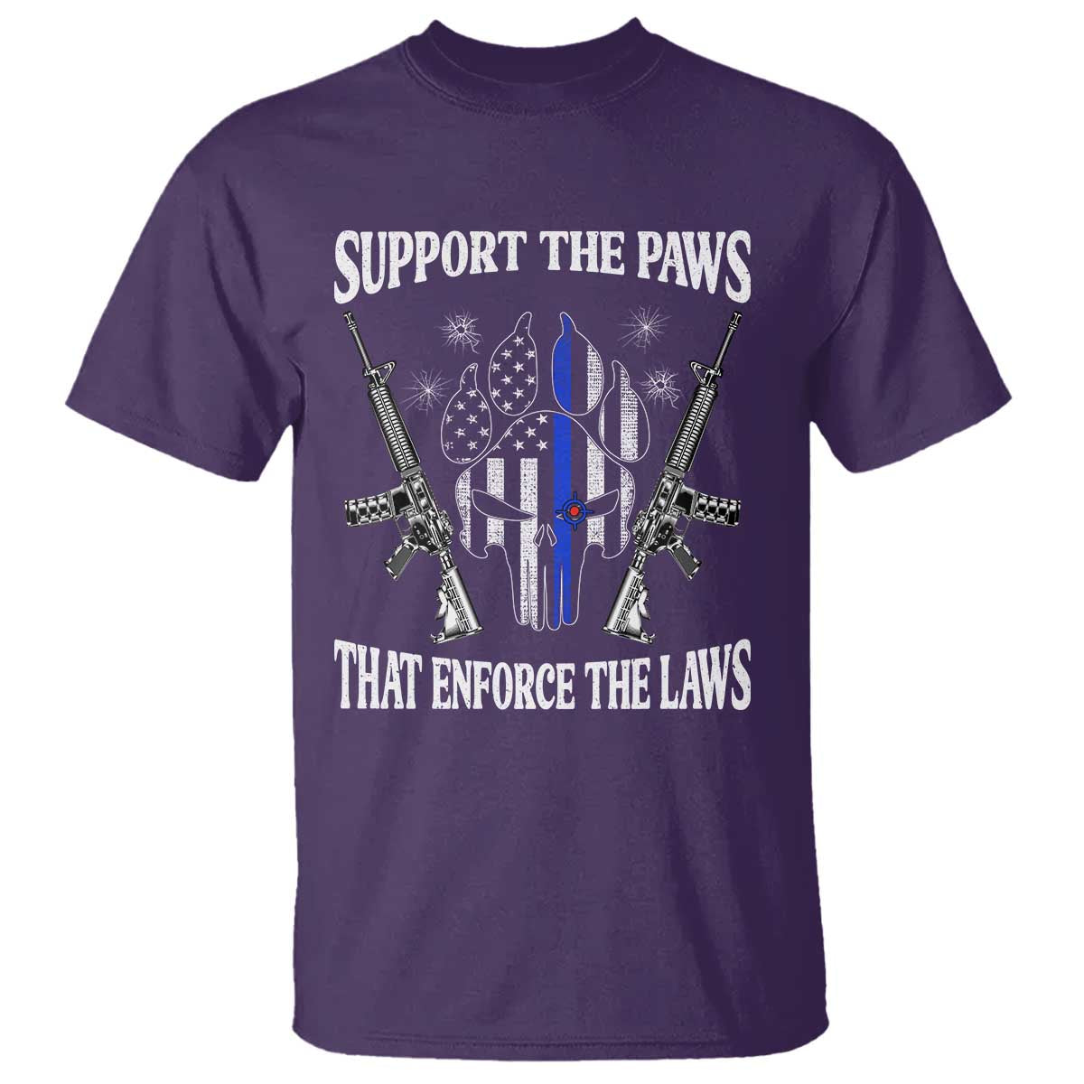 Police K9 T Shirt Support The Paws That Enforce The Laws American Flag - Wonder Print Shop