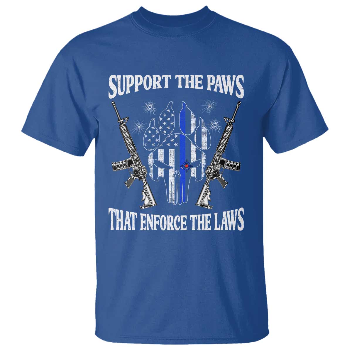 Police K9 T Shirt Support The Paws That Enforce The Laws American Flag - Wonder Print Shop