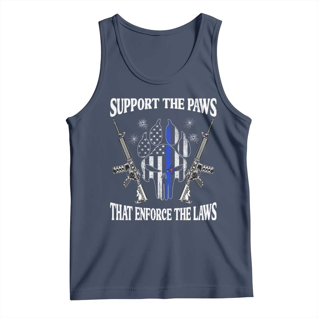 Police K9 Tank Top Support The Paws That Enforce The Laws American Flag - Wonder Print Shop
