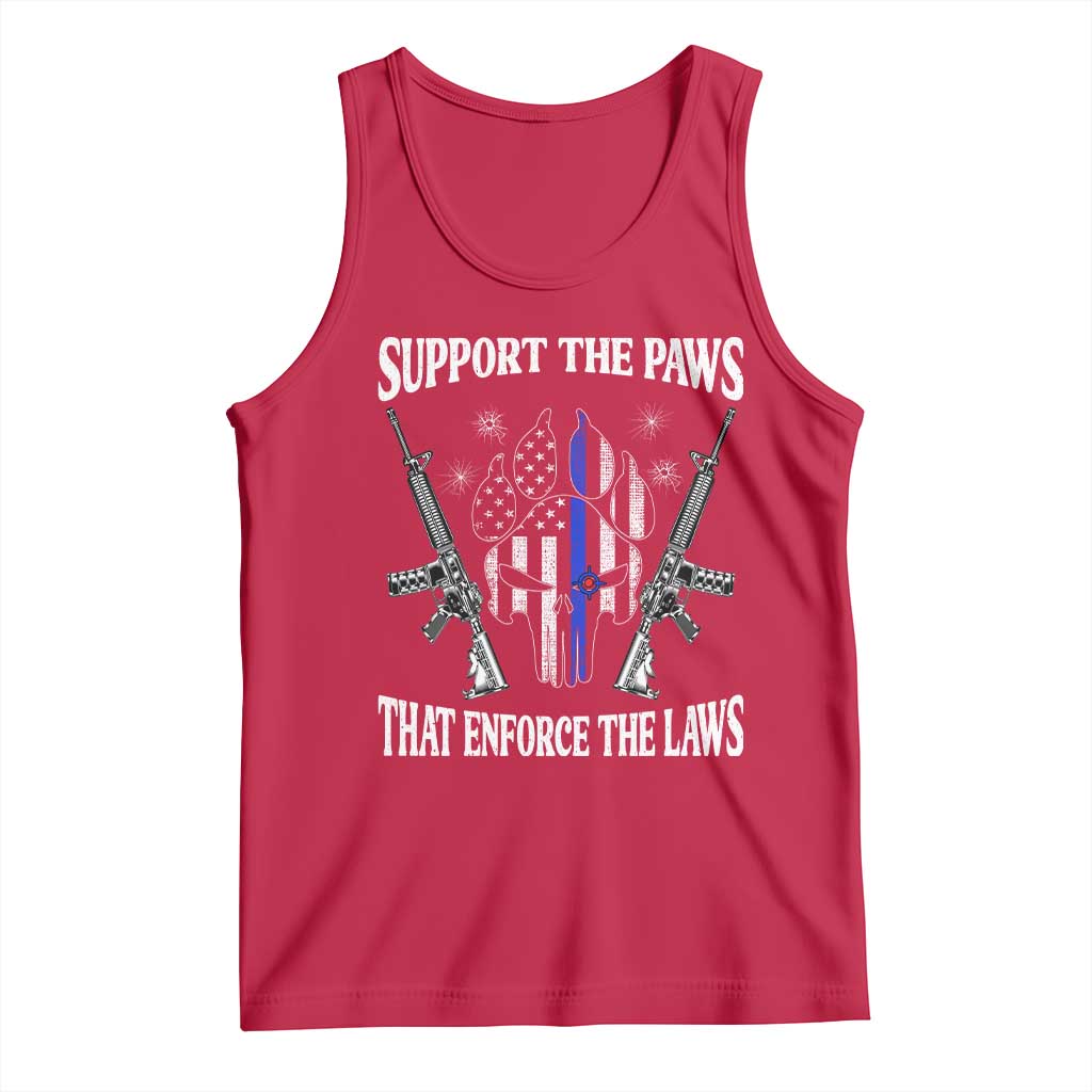 Police K9 Tank Top Support The Paws That Enforce The Laws American Flag - Wonder Print Shop