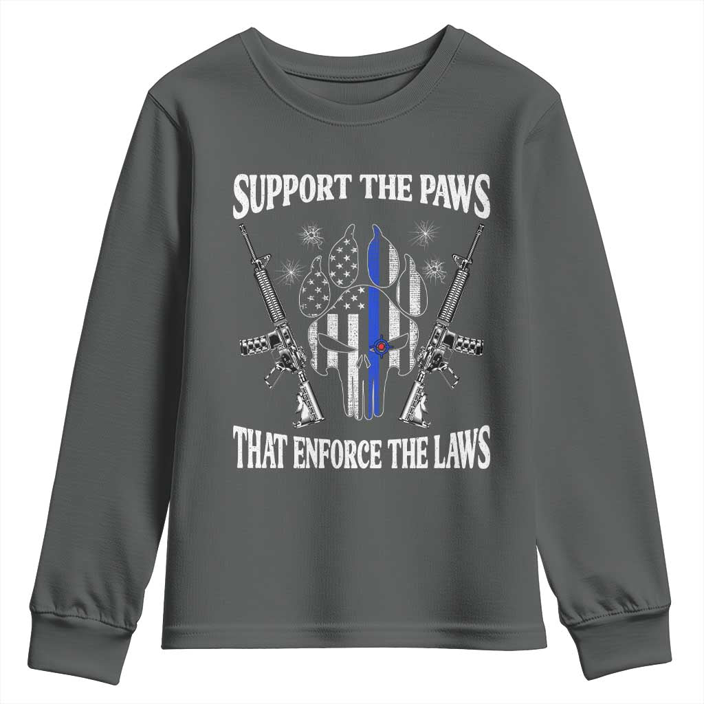 Police K9 Youth Sweatshirt Support The Paws That Enforce The Laws American Flag - Wonder Print Shop