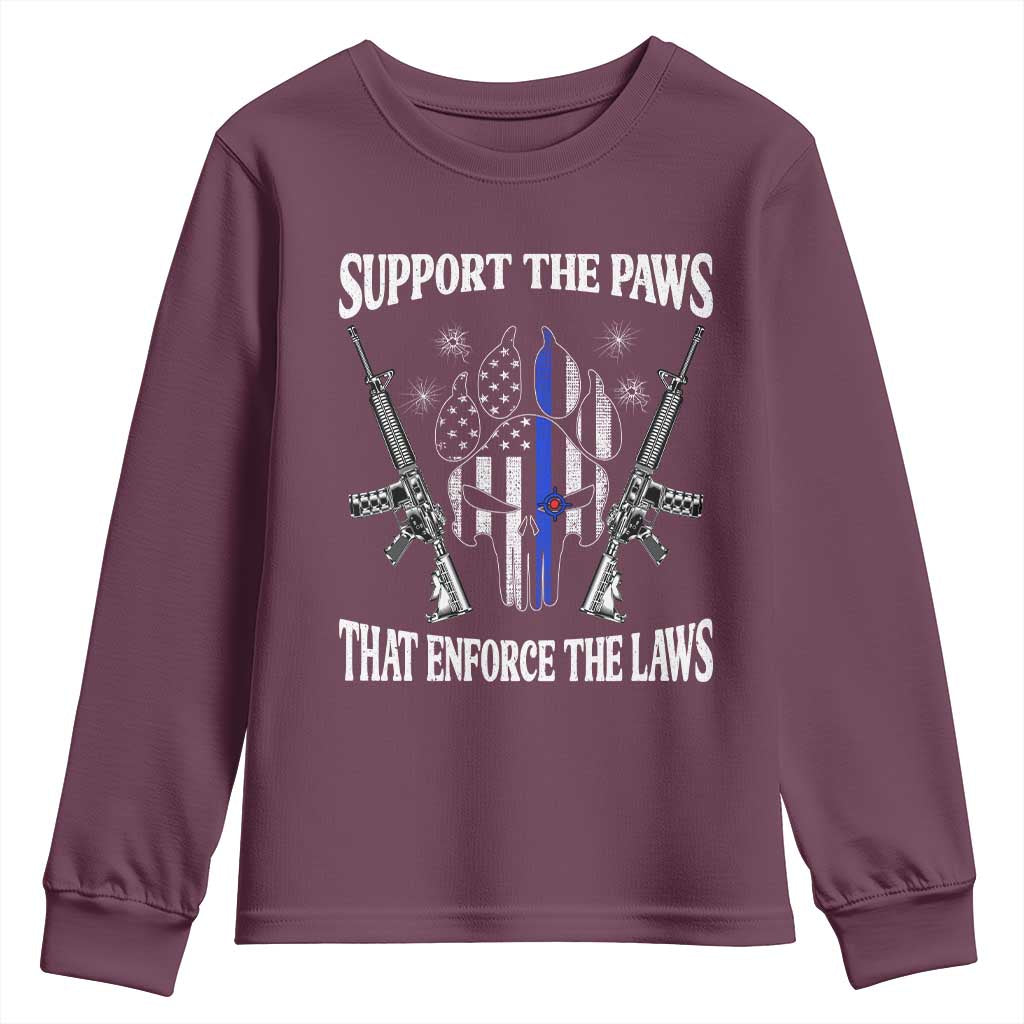 Police K9 Youth Sweatshirt Support The Paws That Enforce The Laws American Flag - Wonder Print Shop