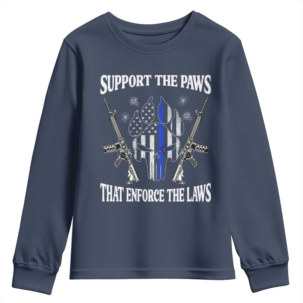 Police K9 Youth Sweatshirt Support The Paws That Enforce The Laws American Flag - Wonder Print Shop