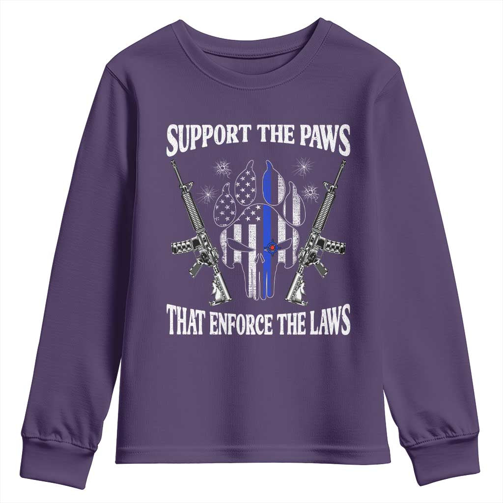 Police K9 Youth Sweatshirt Support The Paws That Enforce The Laws American Flag - Wonder Print Shop