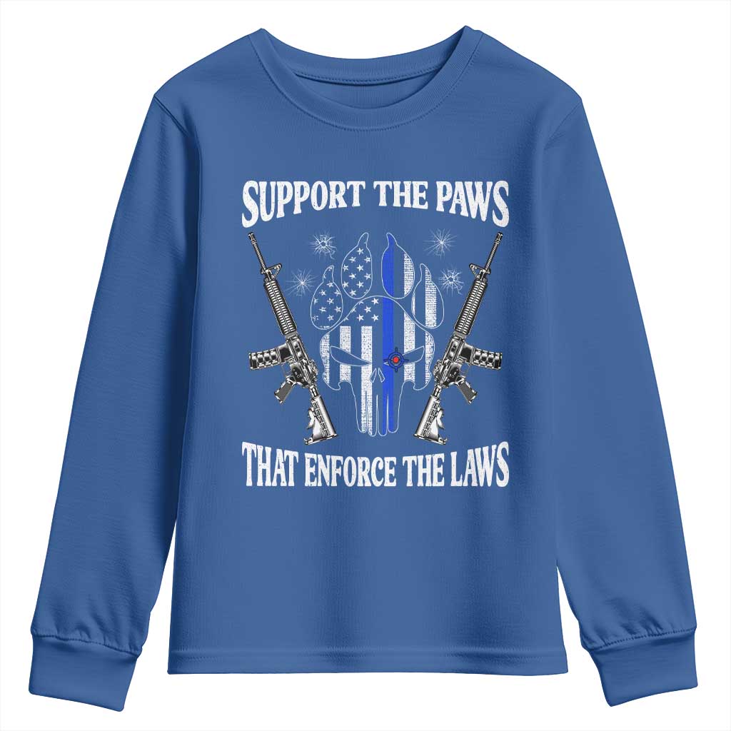 Police K9 Youth Sweatshirt Support The Paws That Enforce The Laws American Flag - Wonder Print Shop
