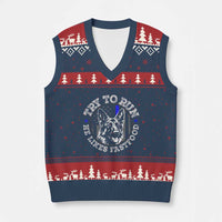 Funny Police K9 V-Neck Knit Sweater Vest Try To Run He Like Fast Food - Wonder Print Shop