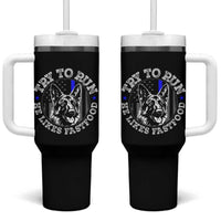Funny Police K9 Tumbler With Handle Try To Run He Like Fast Food - Wonder Print Shop