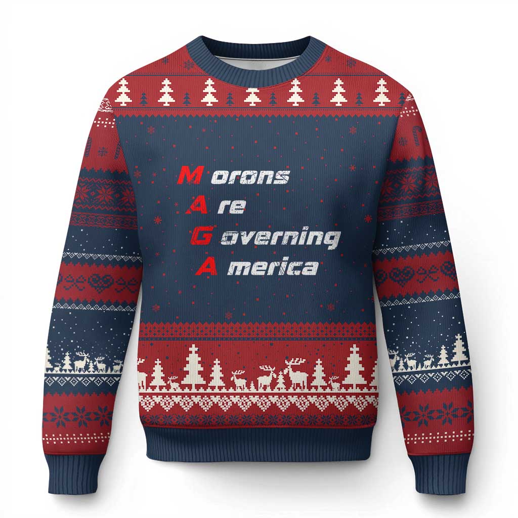 Morons Are Governing America Ugly Christmas Sweater - Wonder Print Shop