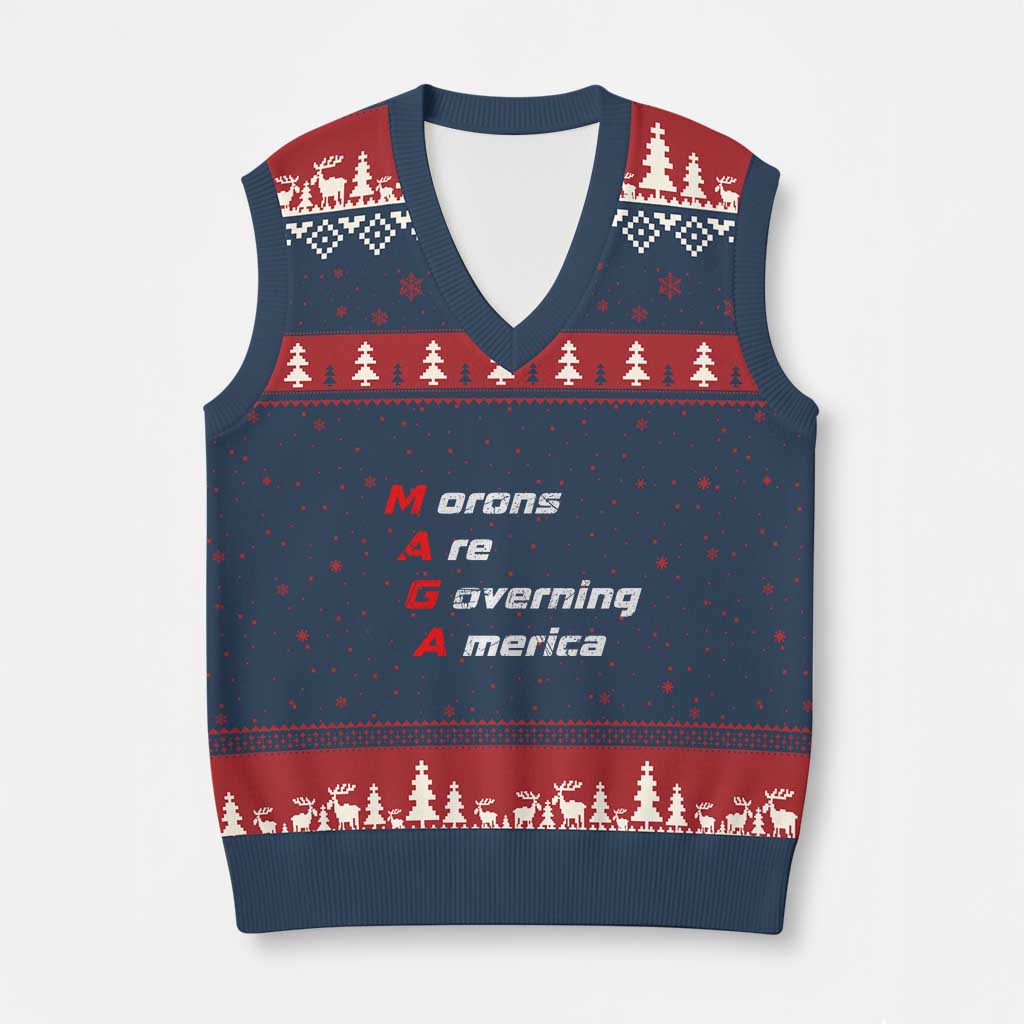 Morons Are Governing America V-Neck Knit Sweater Vest - Wonder Print Shop