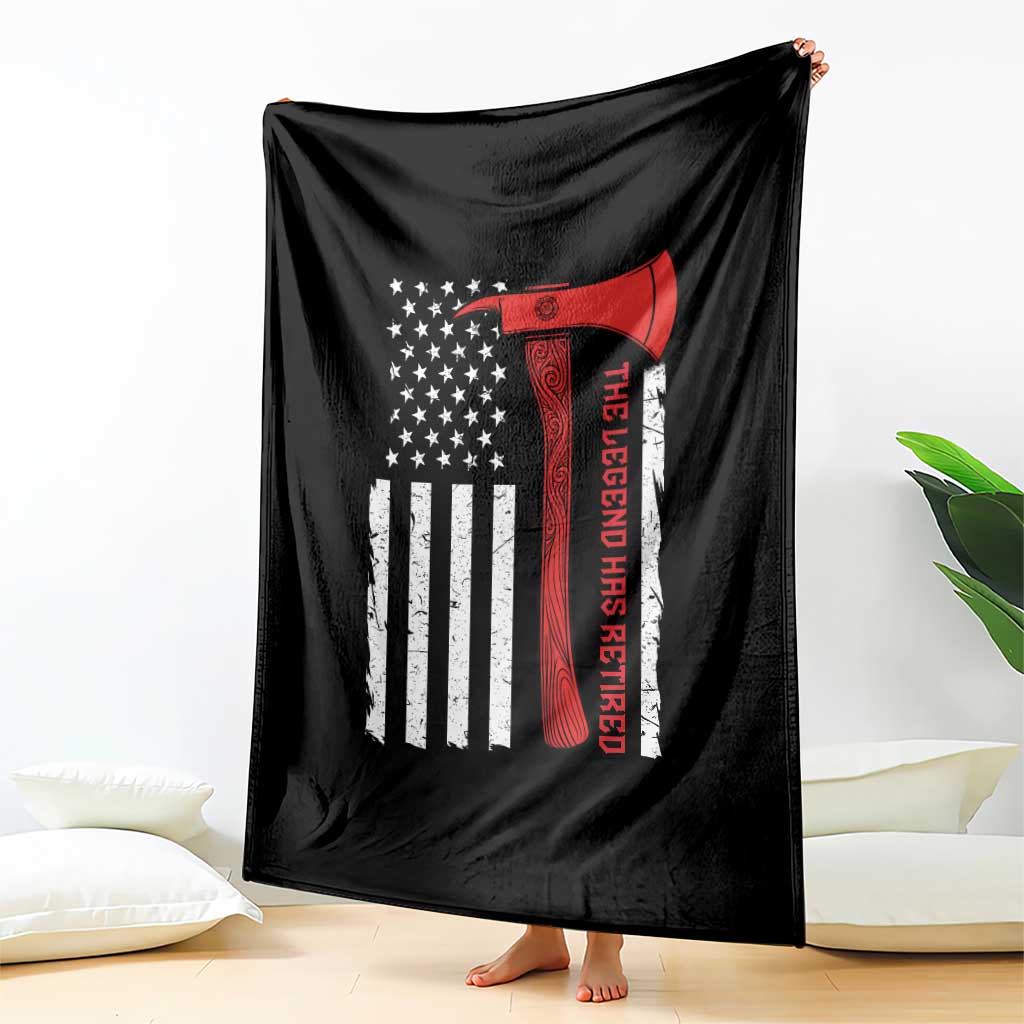 The Legend Has Retired Firefighter Throw Blanket Vintage Retirement Gifts Fireman American Flag - Wonder Print Shop