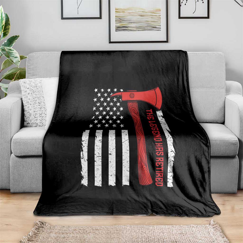 The Legend Has Retired Firefighter Throw Blanket Vintage Retirement Gifts Fireman American Flag - Wonder Print Shop