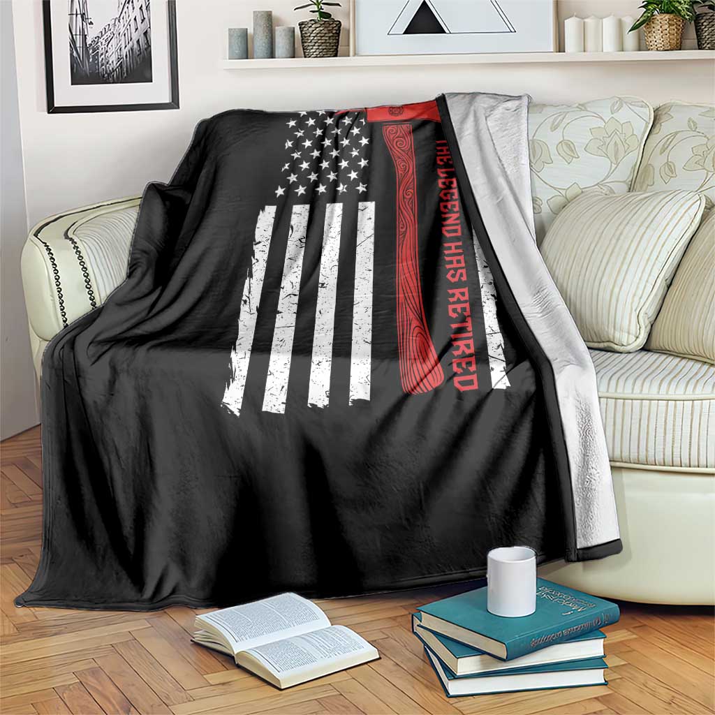 The Legend Has Retired Firefighter Throw Blanket Vintage Retirement Gifts Fireman American Flag - Wonder Print Shop