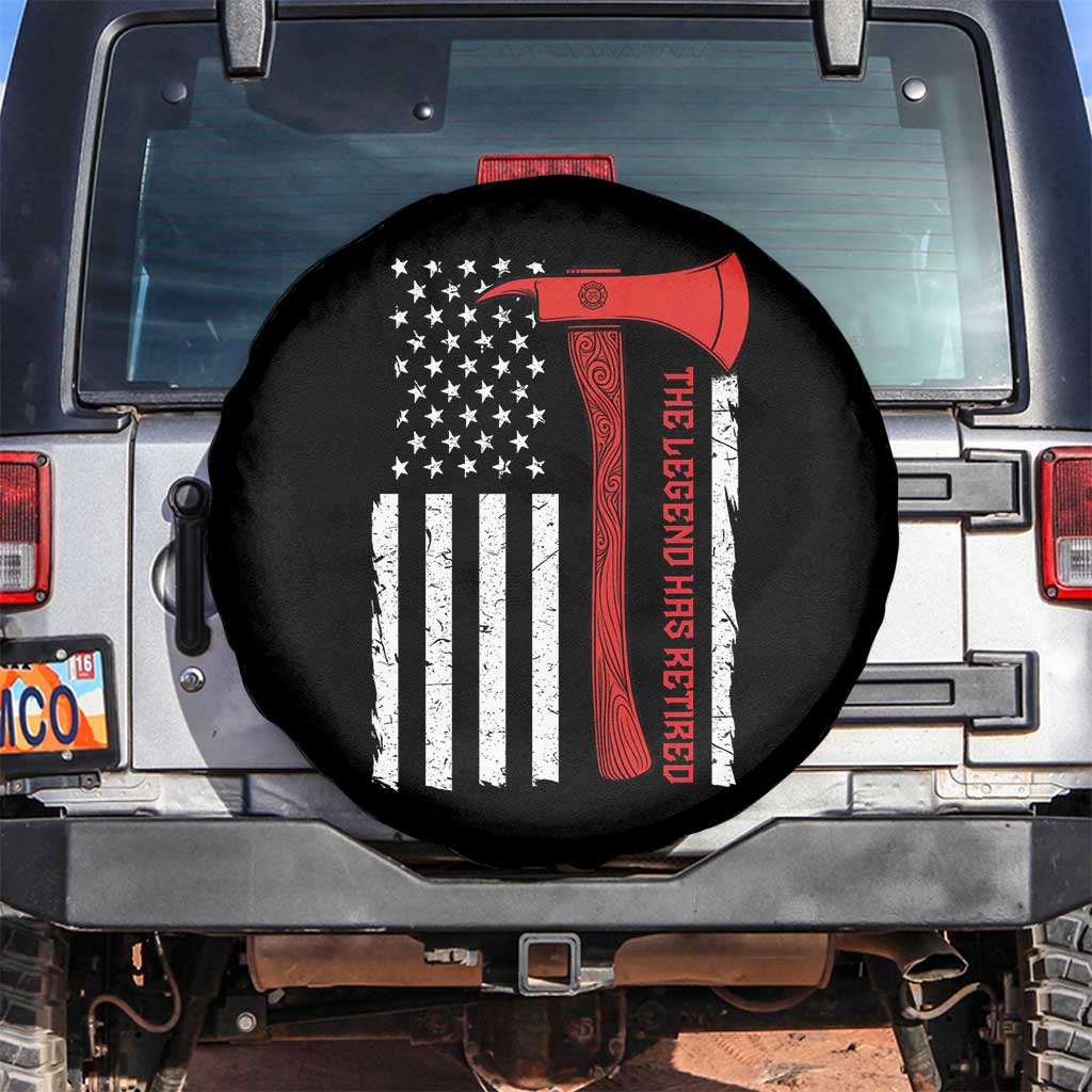 The Legend Has Retired Firefighter Spare Tire Cover Vintage Retirement Gifts Fireman American Flag - Wonder Print Shop