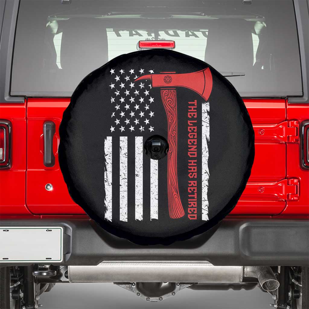 The Legend Has Retired Firefighter Spare Tire Cover Vintage Retirement Gifts Fireman American Flag - Wonder Print Shop