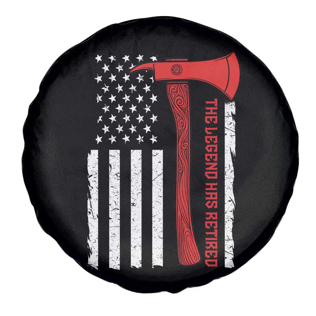The Legend Has Retired Firefighter Spare Tire Cover Vintage Retirement Gifts Fireman American Flag - Wonder Print Shop