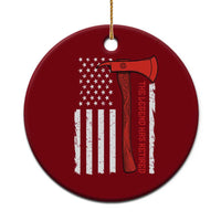 The Legend Has Retired Firefighter Ceramic Ornament Vintage Retirement Gifts Fireman American Flag - Wonder Print Shop