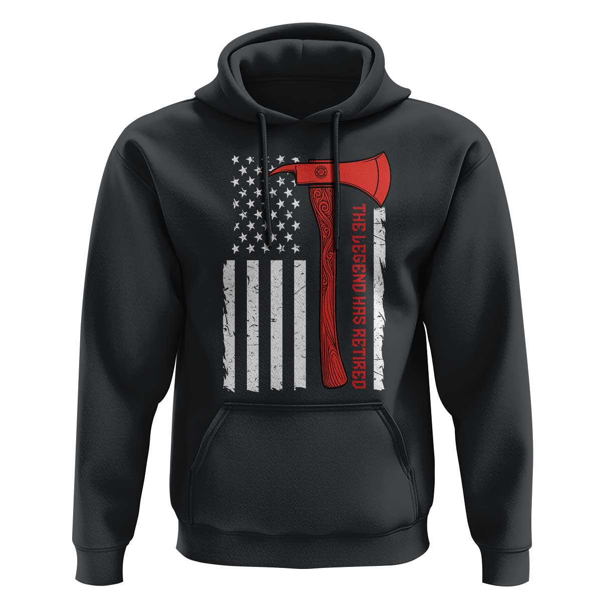The Legend Has Retired Firefighter Hoodie Vintage Retirement Gifts Fireman American Flag - Wonder Print Shop