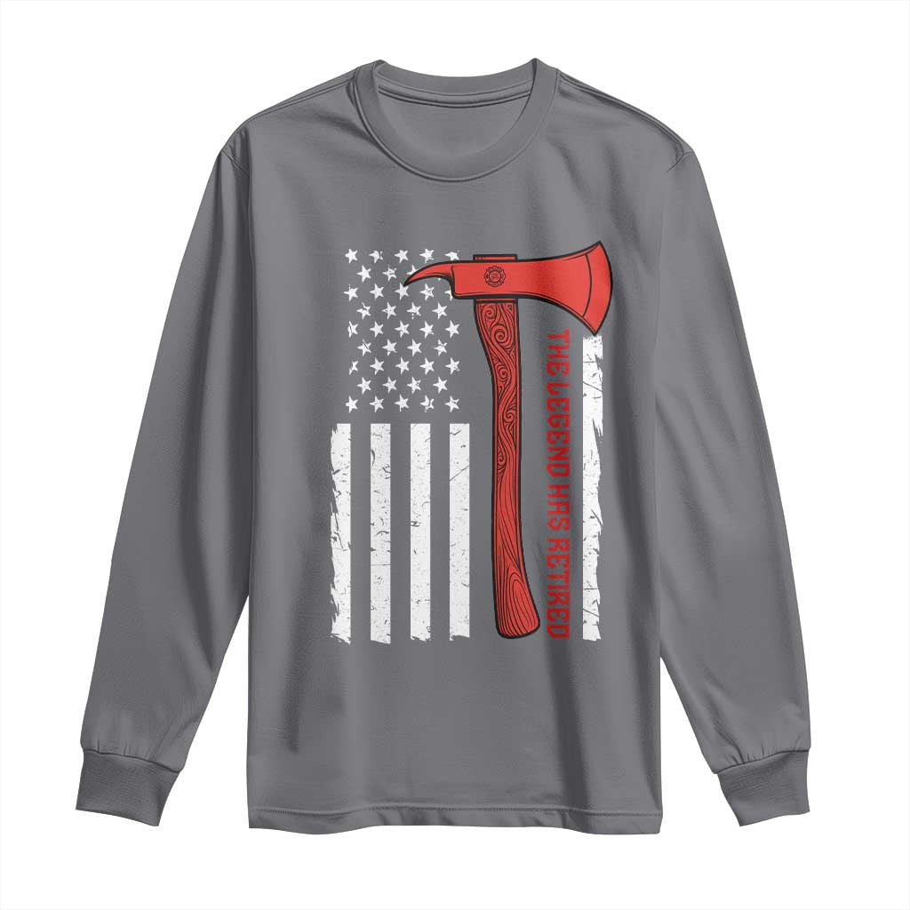The Legend Has Retired Firefighter Long Sleeve Shirt Vintage Retirement Gifts Fireman American Flag - Wonder Print Shop