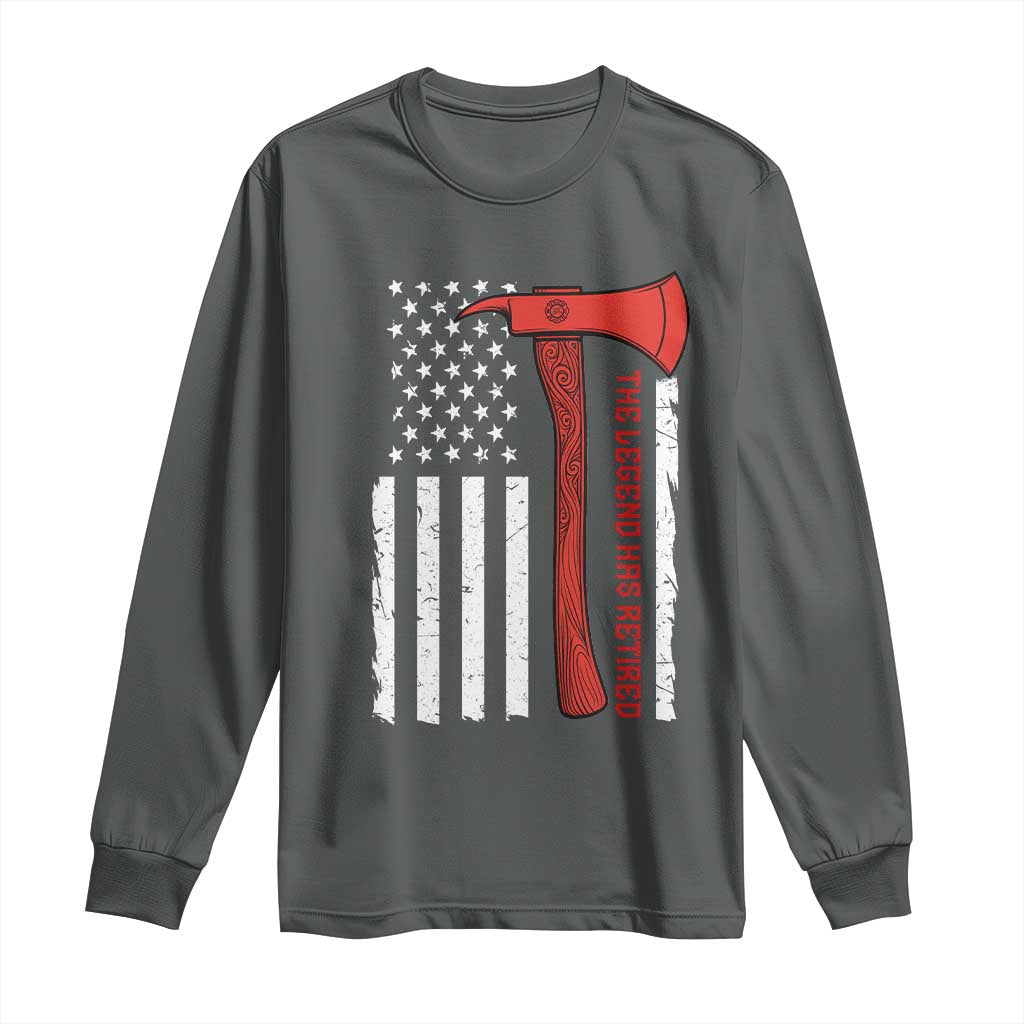 The Legend Has Retired Firefighter Long Sleeve Shirt Vintage Retirement Gifts Fireman American Flag - Wonder Print Shop