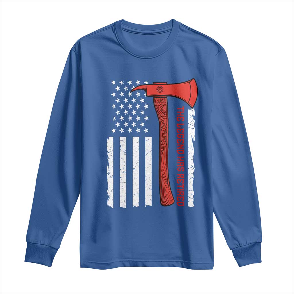 The Legend Has Retired Firefighter Long Sleeve Shirt Vintage Retirement Gifts Fireman American Flag - Wonder Print Shop