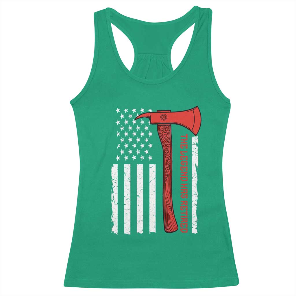 The Legend Has Retired Firefighter Racerback Tank Top Vintage Retirement Gifts Fireman American Flag - Wonder Print Shop