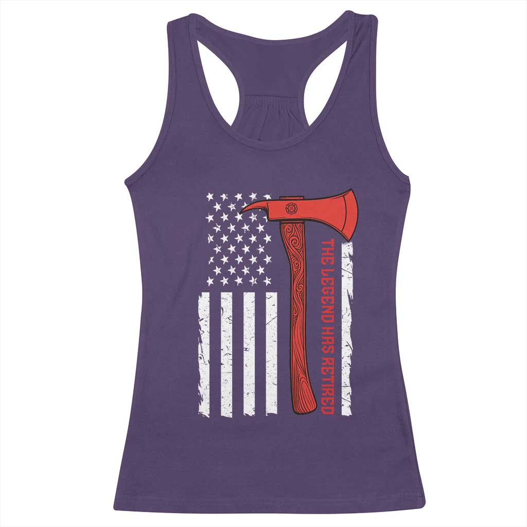The Legend Has Retired Firefighter Racerback Tank Top Vintage Retirement Gifts Fireman American Flag - Wonder Print Shop