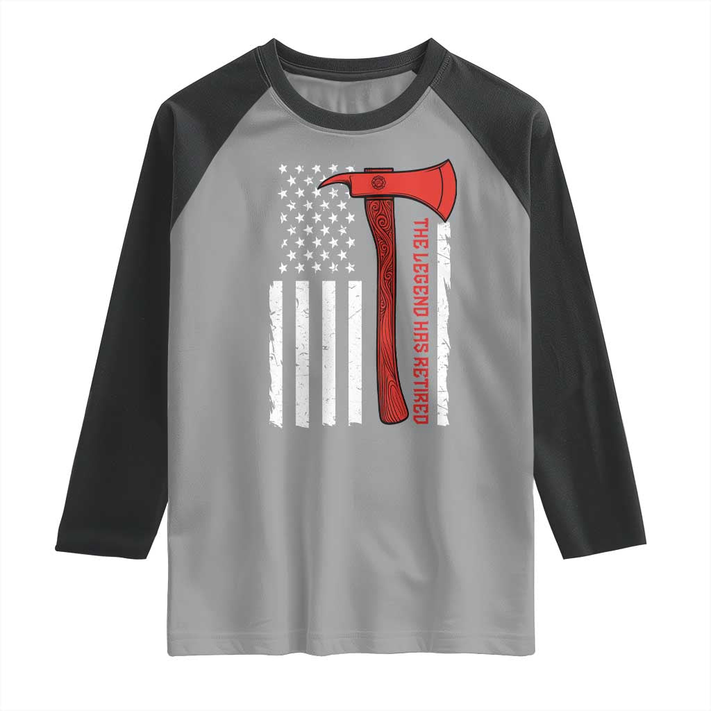 The Legend Has Retired Firefighter Raglan Shirt Vintage Retirement Gifts Fireman American Flag - Wonder Print Shop