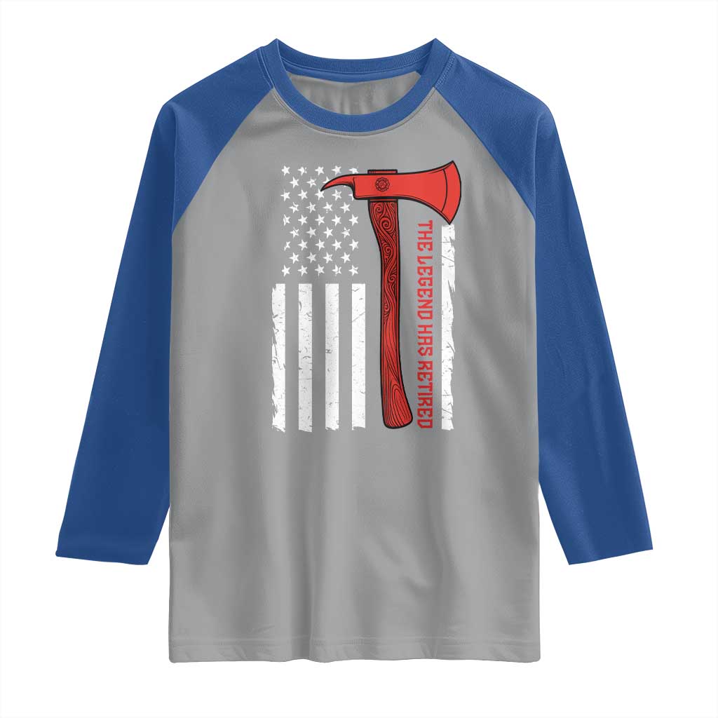The Legend Has Retired Firefighter Raglan Shirt Vintage Retirement Gifts Fireman American Flag - Wonder Print Shop