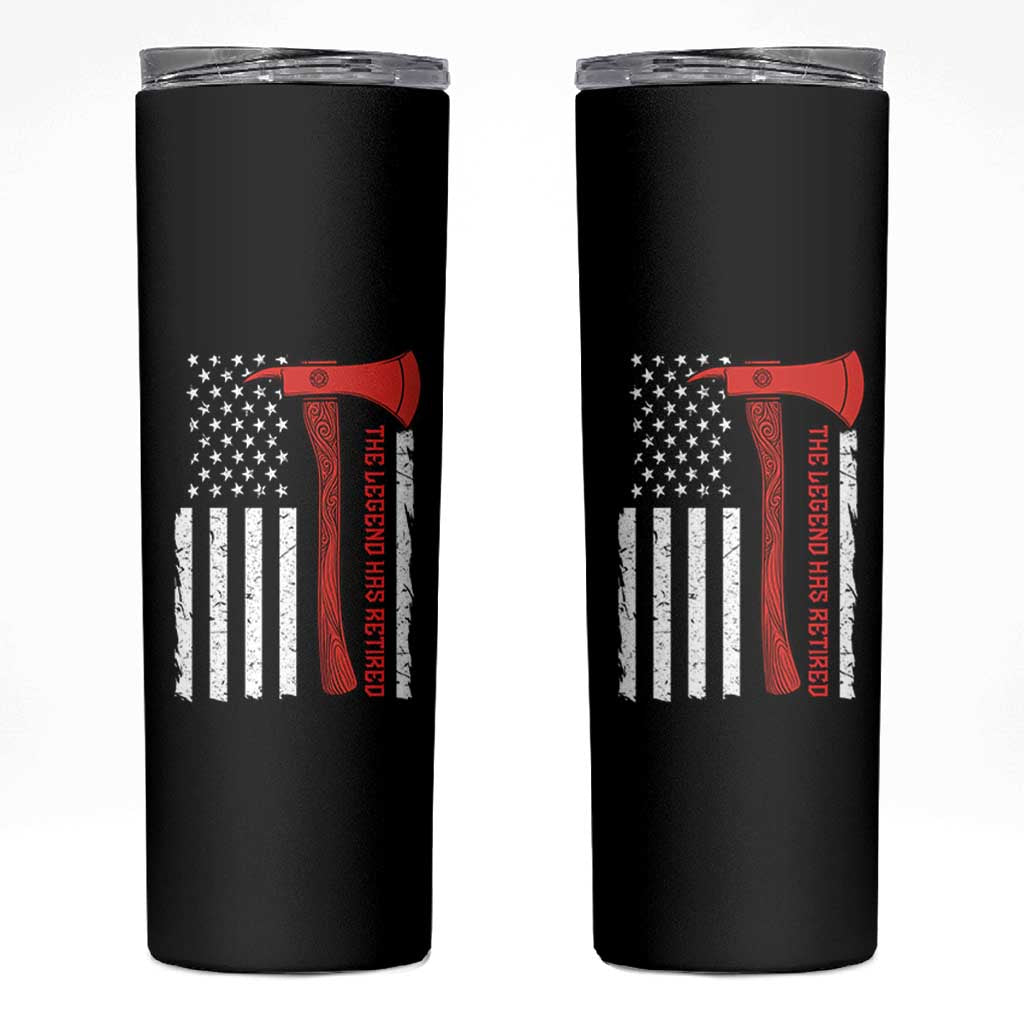 The Legend Has Retired Firefighter Skinny Tumbler Vintage Retirement Gifts Fireman American Flag - Wonder Print Shop
