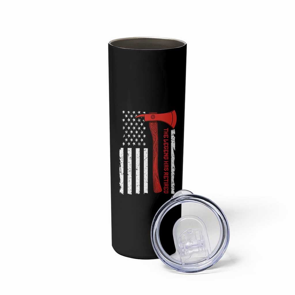 The Legend Has Retired Firefighter Skinny Tumbler Vintage Retirement Gifts Fireman American Flag - Wonder Print Shop