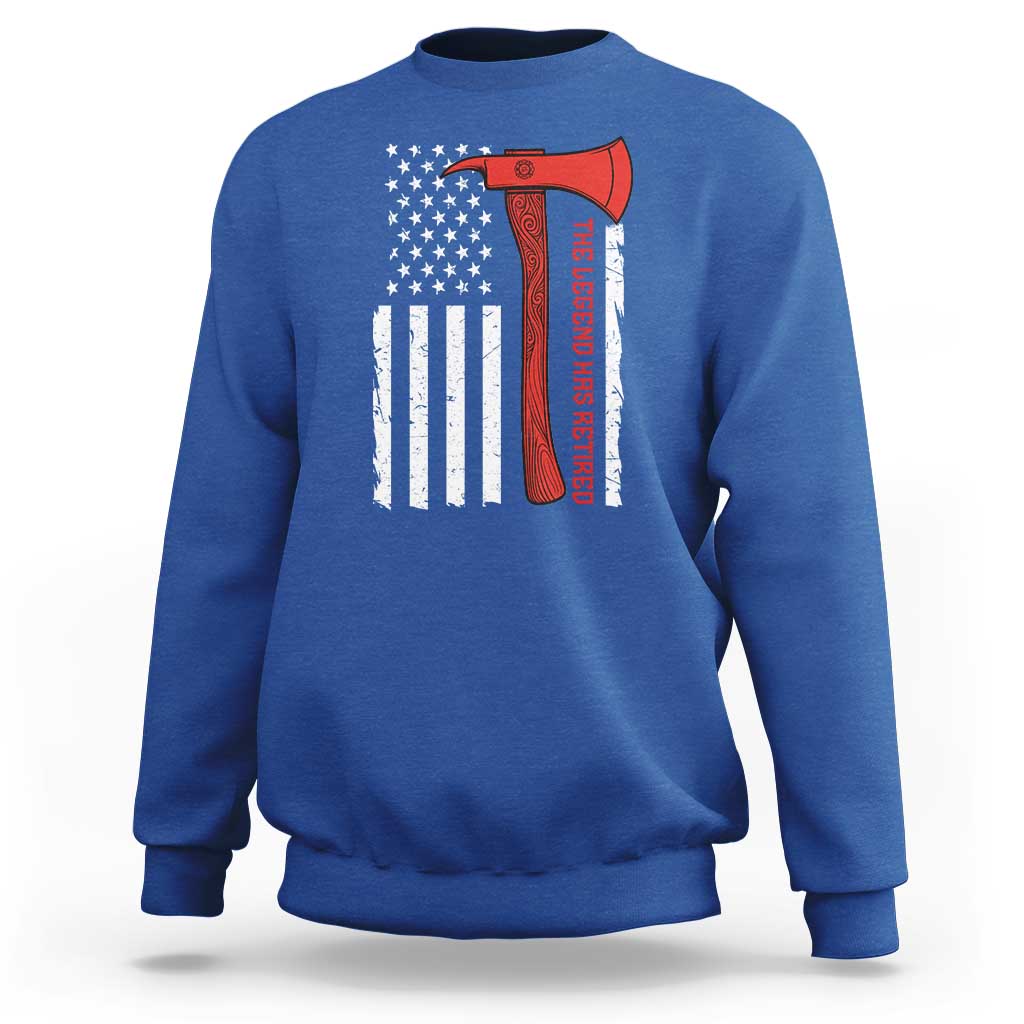 The Legend Has Retired Firefighter Sweatshirt Vintage Retirement Gifts Fireman American Flag - Wonder Print Shop