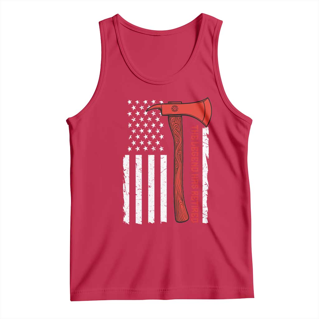 The Legend Has Retired Firefighter Tank Top Vintage Retirement Gifts Fireman American Flag - Wonder Print Shop