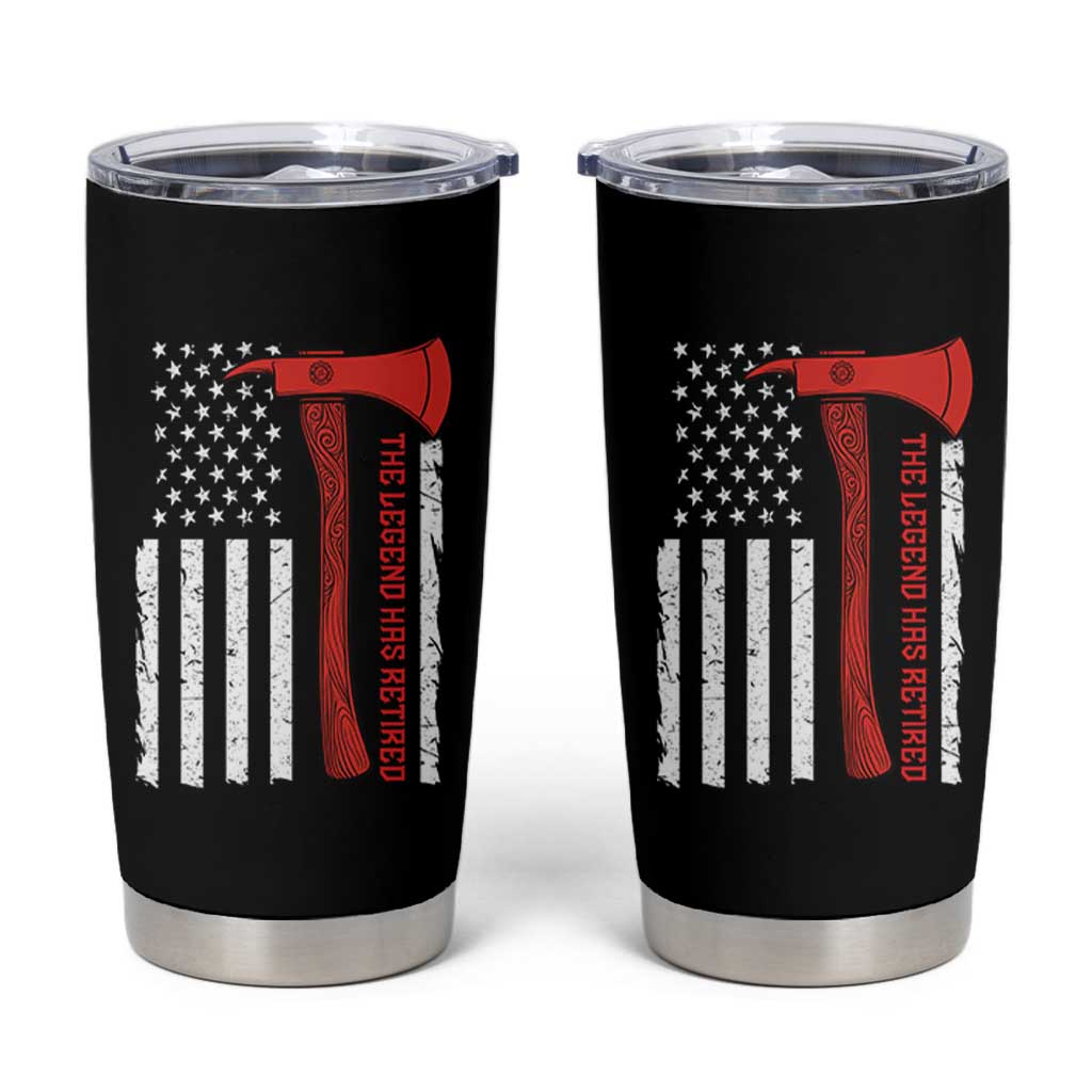 The Legend Has Retired Firefighter Tumbler Cup Vintage Retirement Gifts Fireman American Flag - Wonder Print Shop