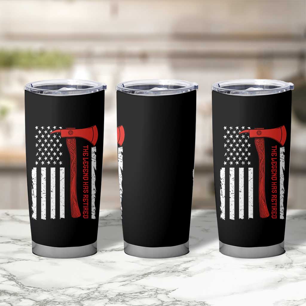 The Legend Has Retired Firefighter Tumbler Cup Vintage Retirement Gifts Fireman American Flag - Wonder Print Shop
