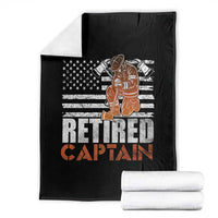 Retired Firefighter Captain Throw Blanket Vintage Retirement Gifts Fireman American Flag - Wonder Print Shop