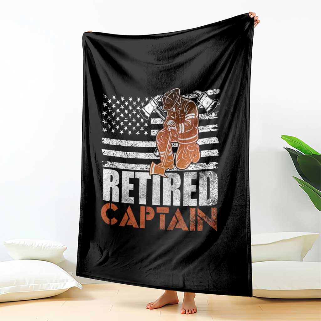 Retired Firefighter Captain Throw Blanket Vintage Retirement Gifts Fireman American Flag - Wonder Print Shop