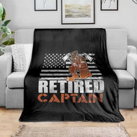 Retired Firefighter Captain Throw Blanket Vintage Retirement Gifts Fireman American Flag - Wonder Print Shop