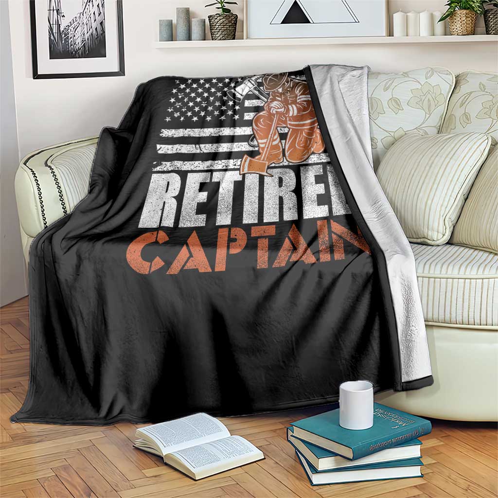 Retired Firefighter Captain Throw Blanket Vintage Retirement Gifts Fireman American Flag - Wonder Print Shop