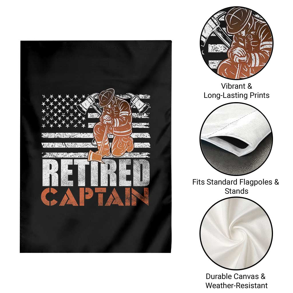 Retired Firefighter Captain Garden Flag Vintage Retirement Gifts Fireman American Flag - Wonder Print Shop