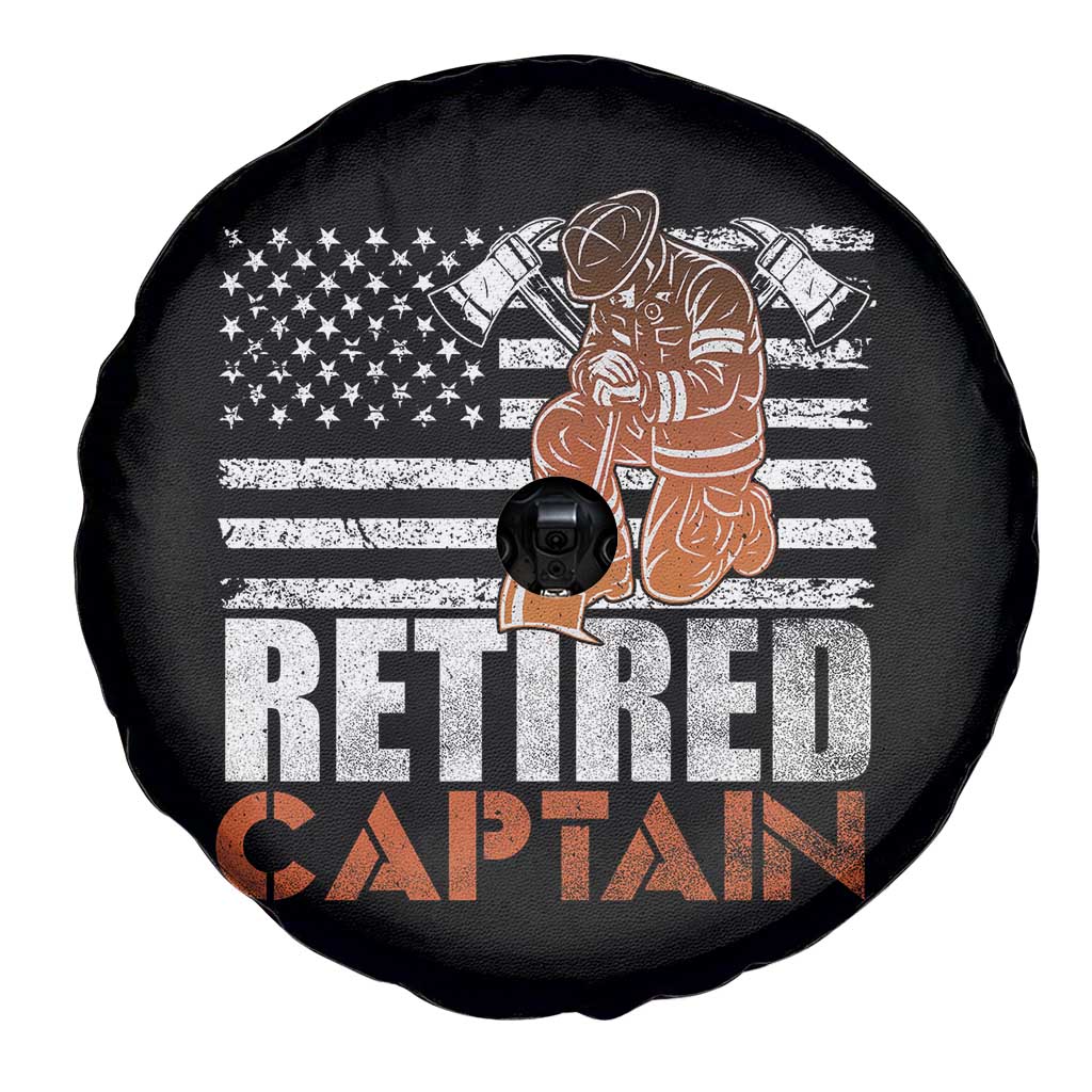 Retired Firefighter Captain Spare Tire Cover Vintage Retirement Gifts Fireman American Flag - Wonder Print Shop