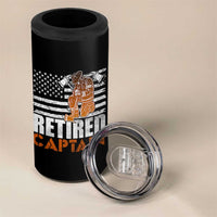 Retired Firefighter Captain 4 in 1 Can Cooler Tumbler Vintage Retirement Gifts Fireman American Flag - Wonder Print Shop