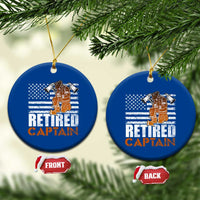 Retired Firefighter Captain Ceramic Ornament Vintage Retirement Gifts Fireman American Flag - Wonder Print Shop