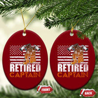 Retired Firefighter Captain Ceramic Ornament Vintage Retirement Gifts Fireman American Flag - Wonder Print Shop