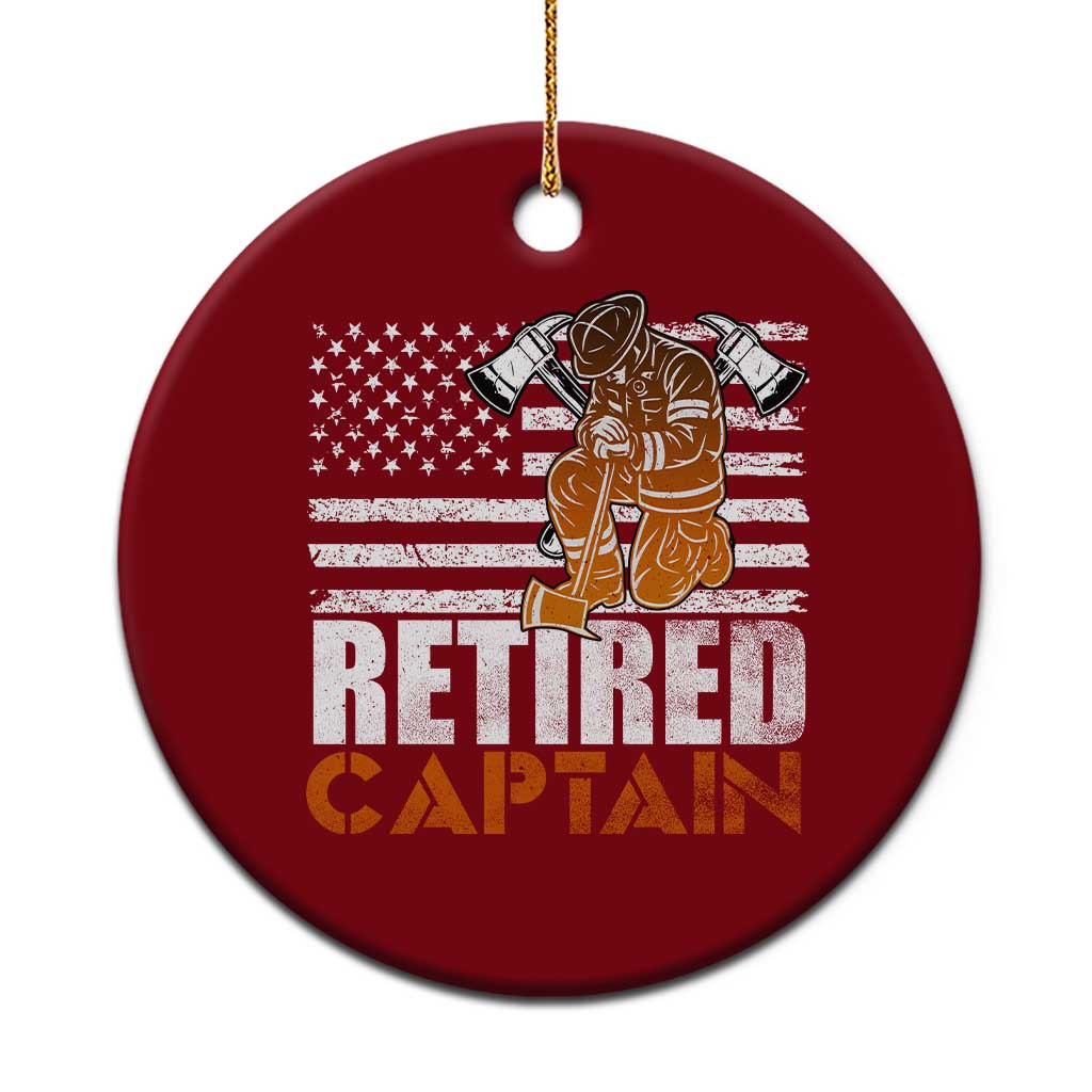 Retired Firefighter Captain Ceramic Ornament Vintage Retirement Gifts Fireman American Flag - Wonder Print Shop