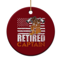 Retired Firefighter Captain Ceramic Ornament Vintage Retirement Gifts Fireman American Flag - Wonder Print Shop