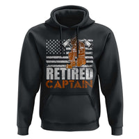 Retired Firefighter Captain Hoodie Vintage Retirement Gifts Fireman American Flag - Wonder Print Shop