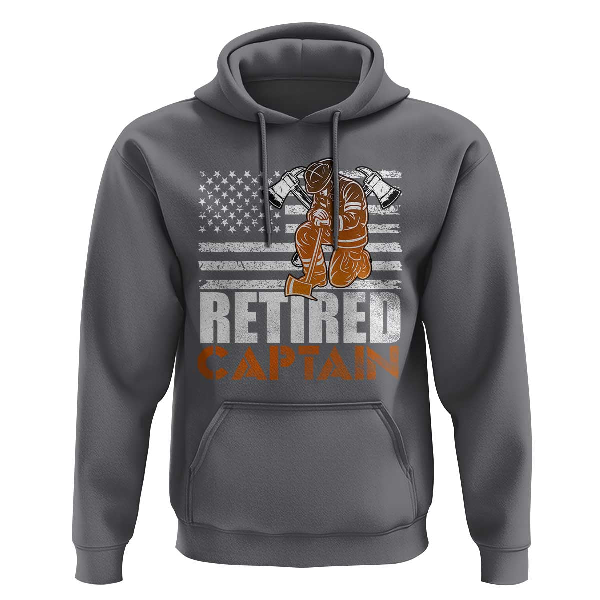 Retired Firefighter Captain Hoodie Vintage Retirement Gifts Fireman American Flag - Wonder Print Shop